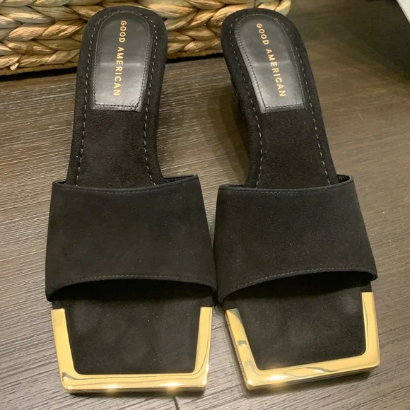 Good American The Standout Square Toe Suede Heel Size 7 - Picture 2 of 5